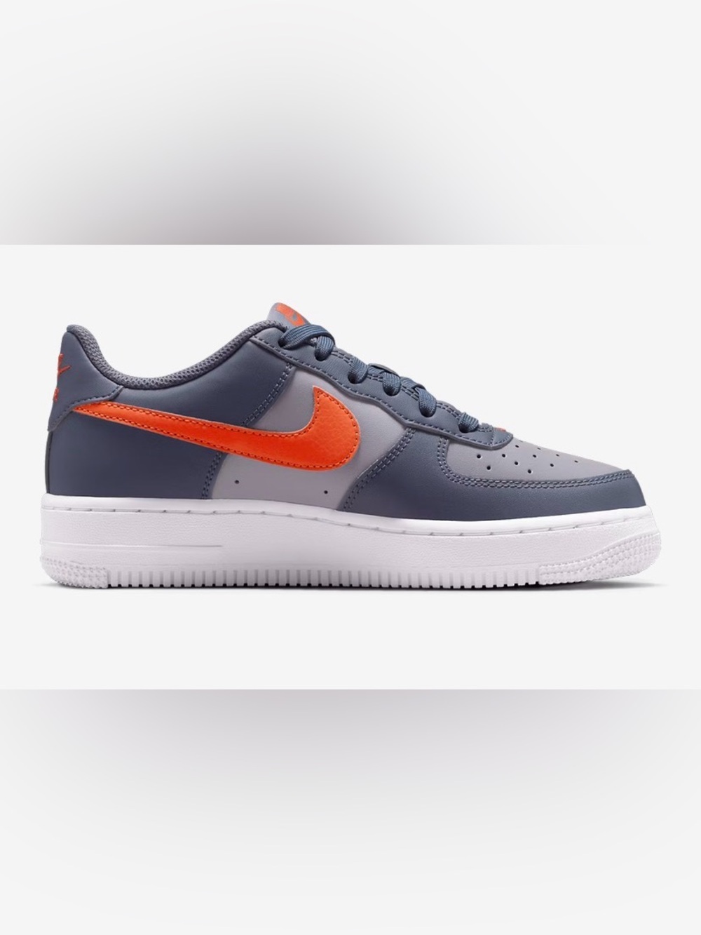 Nike Kids Gray Low-Top Sneakers with Orange Swoosh Accent